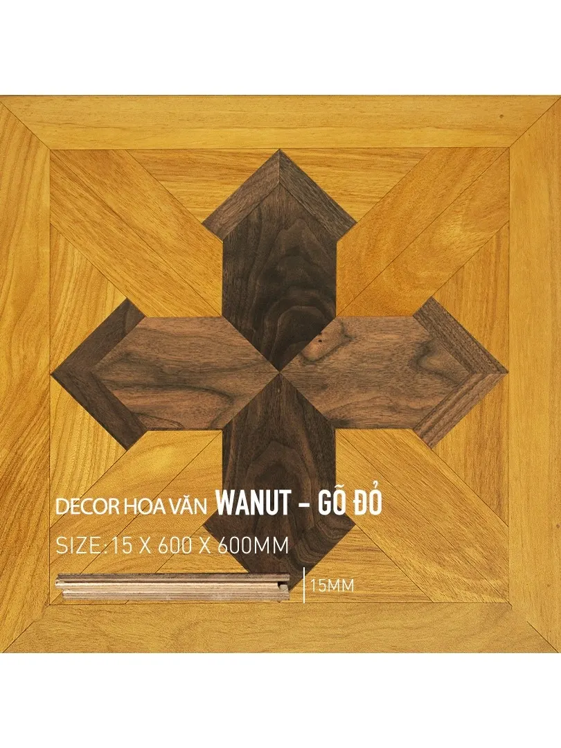 Sàn gỗ Hoa Văn Gõ Đỏ - Walnut 600x600mm