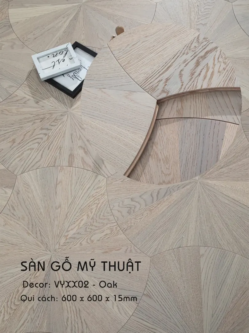 Sàn gỗ Mỹ Thuật Sồi - VYXX02 Kiểu Lá Sen