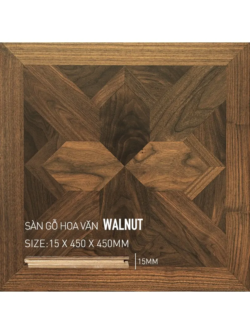 Sàn gỗ Mỹ Thuật Walnut 450x450mm