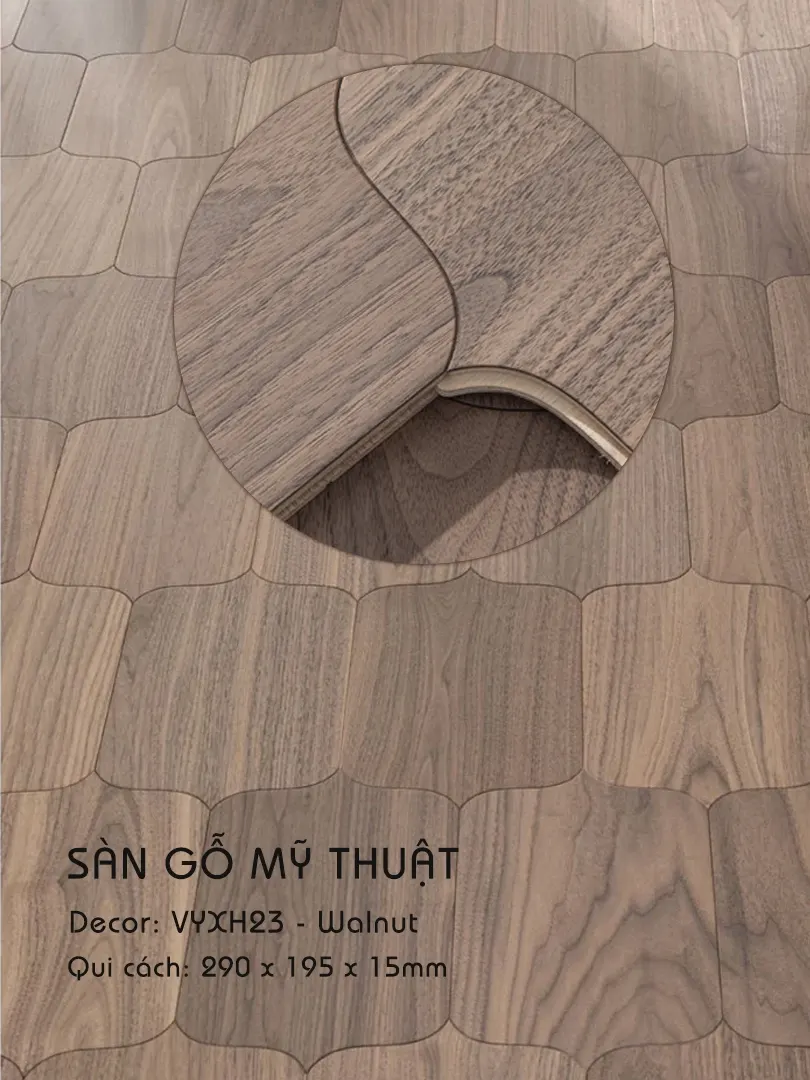 Sàn gỗ Mỹ Thuật Walnut - VYXH23