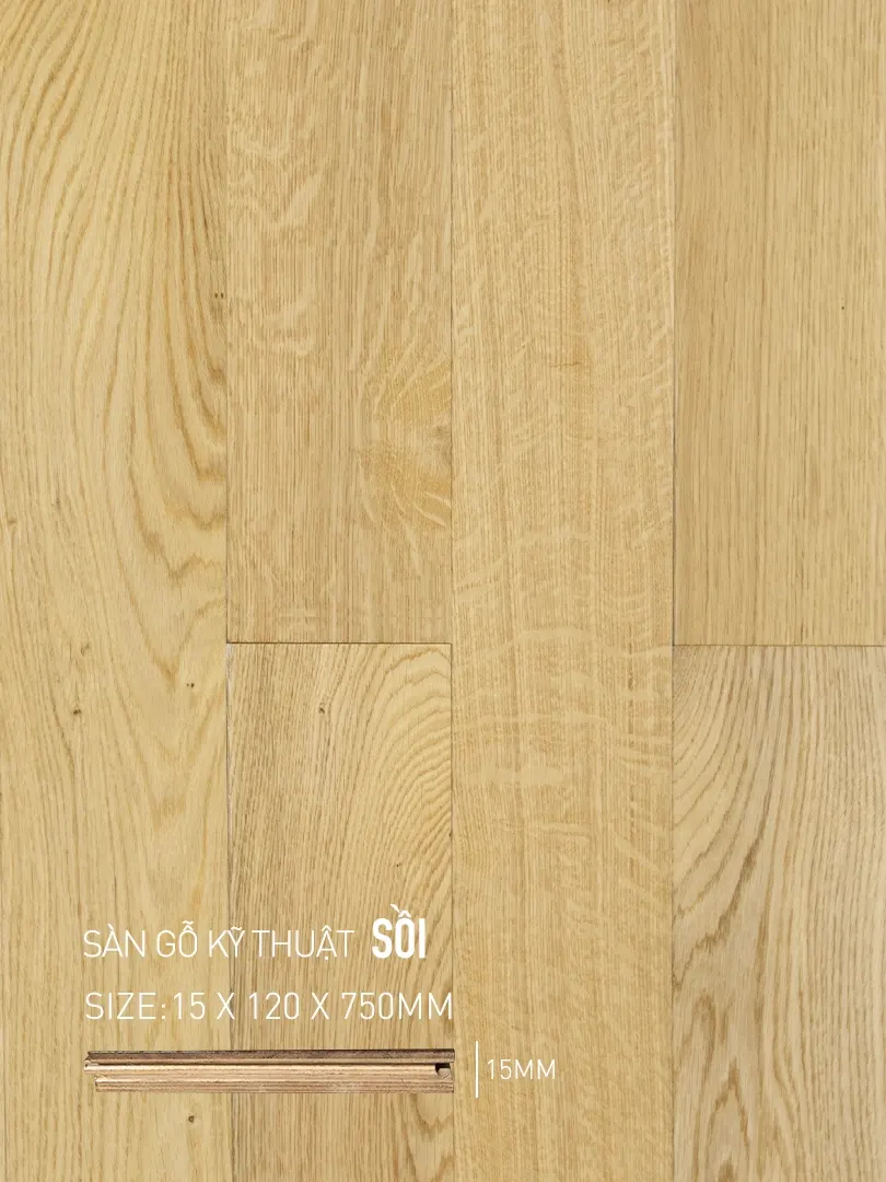 Sàn gỗ Sồi Engineered 120x750mm
