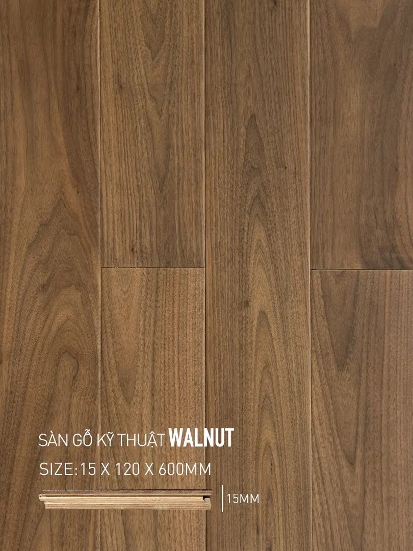 Sàn gỗ Walnut Engineered 120x600mm