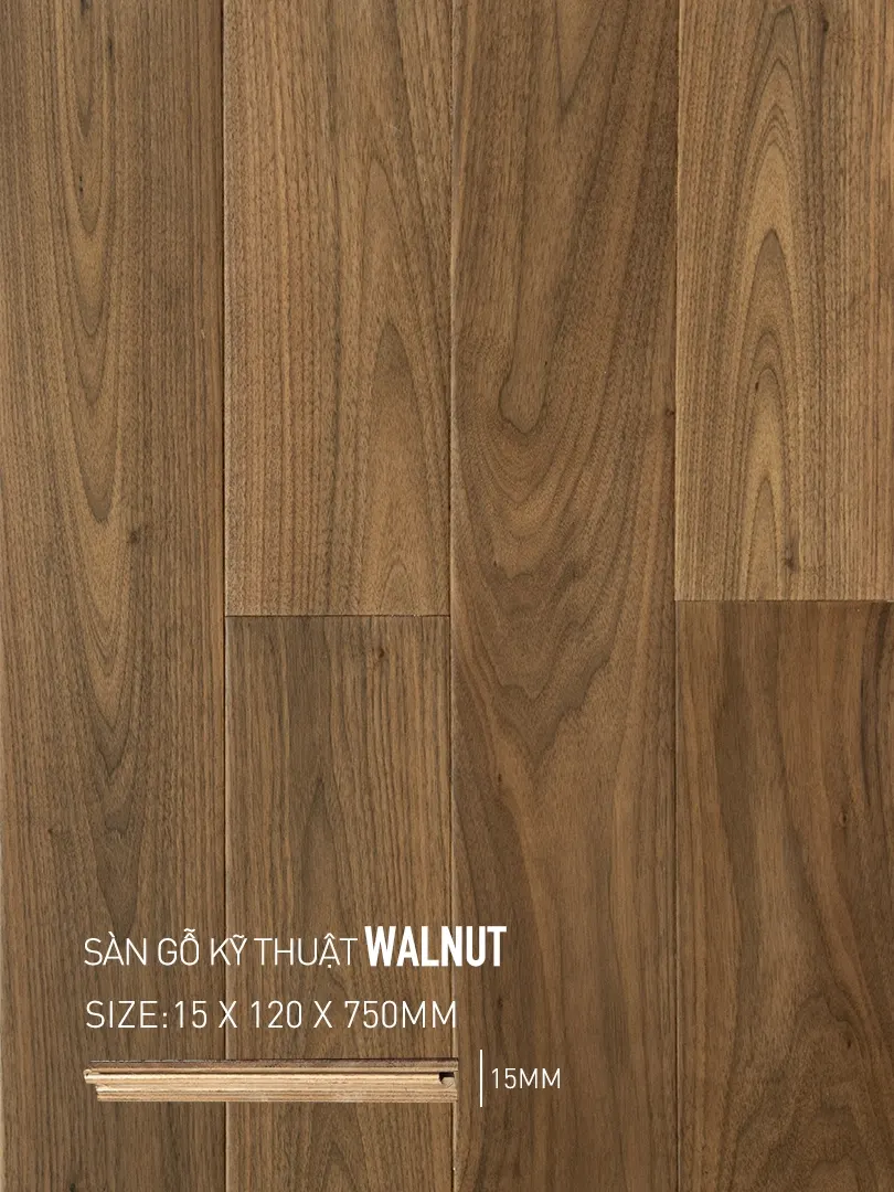 Sàn gỗ Walnut Engineered 120x750mm