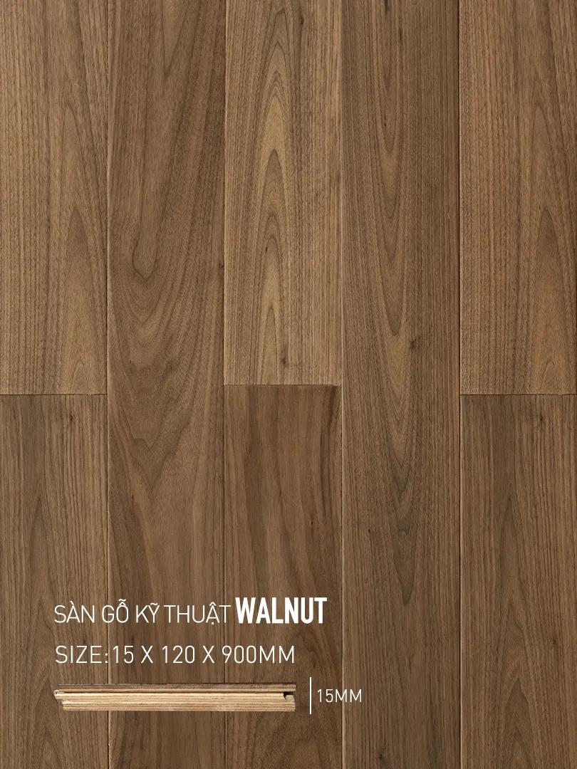 Sàn gỗ Walnut Engineered 120x900mm